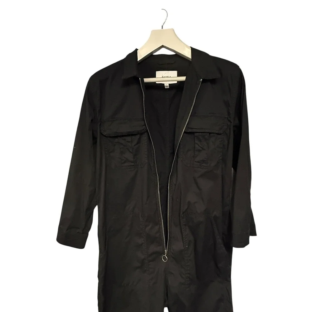 Pistola Black Long Sleeve Zip Front Utility Jumpsuit Boilersuit Women Large